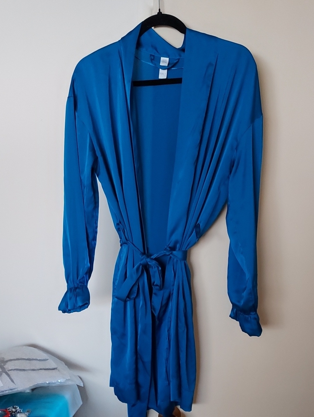 stars above Satin Wrap Robe in Vibrant Blue